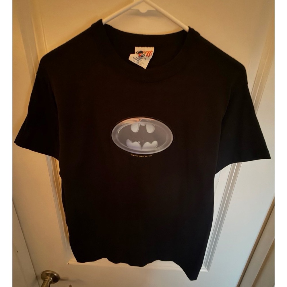 Vintage 1984 Batman Hologram‎ Logo Single Stitch T-Shirt Kids XL Fits Mens Small